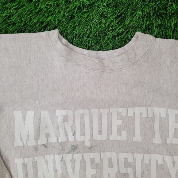 Vintage 80s Marquette Sweatshirt L/XL 23x24 Boxy Champion - Picture 12 of 16